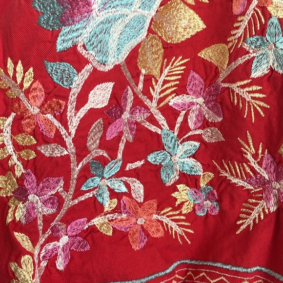 Free people women's red embroidered pullover peasant baby doll tunic top GUC - Picture 7 of 7